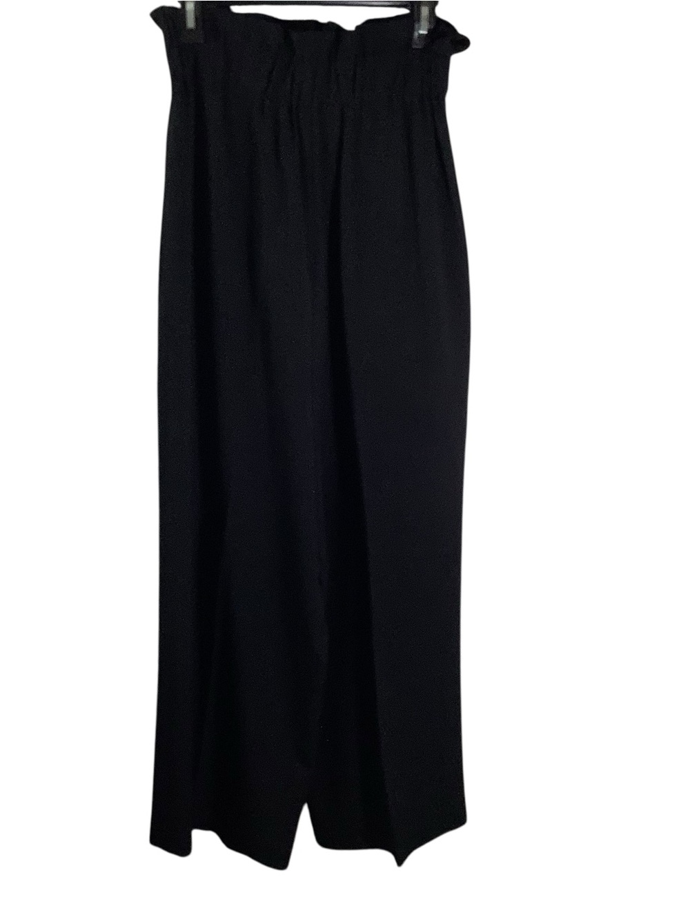 Ganni Black Wide Leg Pull-On Super High -Waist Pants with Gathered Waist